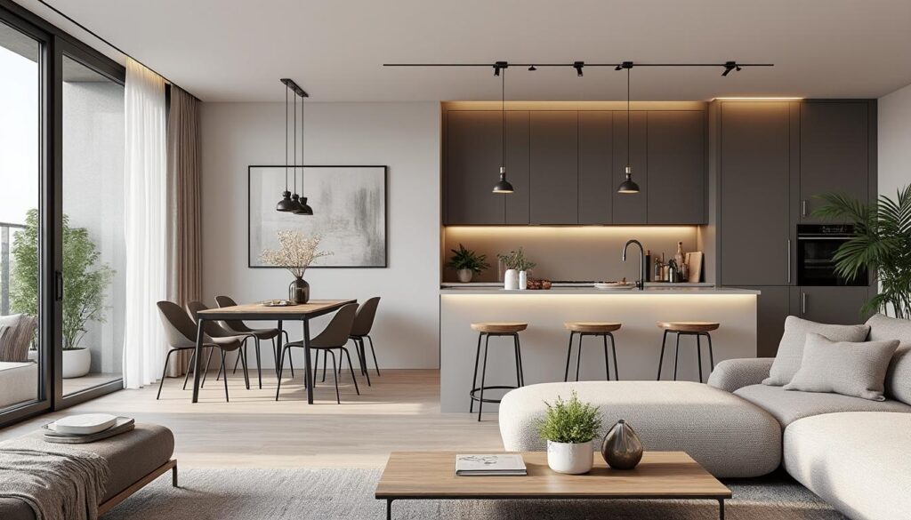 découvrez nos astuces et idées tendance pour aménager harmonieusement une cuisine, un salon et une salle à manger dans un espace de 40m2. optimisez chaque mètre carré avec style et fonctionnalité.