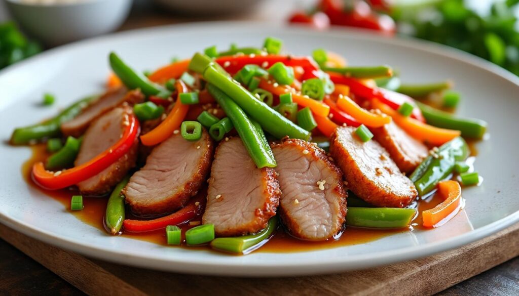 découvrez une recette asiatique d'émincé de porc simple, rapide et savoureuse, idéale pour un repas équilibré et plein de saveurs exotiques.