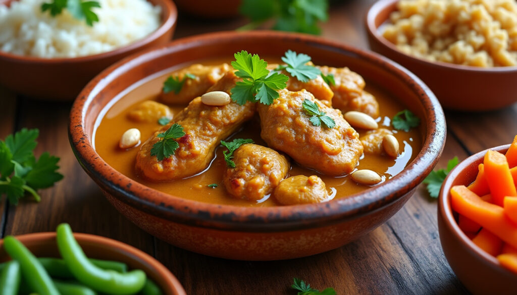 découvrez une recette simple et délicieuse de mafé au poulet, un plat savoureux à base de beurre de cacahuète parfait pour un repas convivial et gourmand.