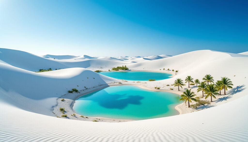 découvrez les magnifiques dunes et lagunes du parc national des lençóis maranhenses, un paysage unique alliant sable fin et eaux cristallines, idéal pour les amoureux de la nature et de l'aventure.