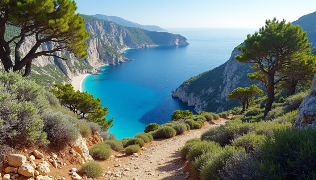 découvrez la randonnée incontournable au sommet de la presqu’île de la rondinara en corse, offrant des vues panoramiques époustouflantes sur la mer méditerranée et la nature préservée environnante.